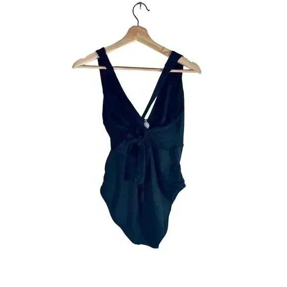 SUNN LAB SWIM Women's Black One Piece Swimsuit M V-Neck Adjustable Straps - Picture 2 of 8